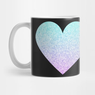 Light Blue and Purple Ombre Faux Glitter Heart Mug